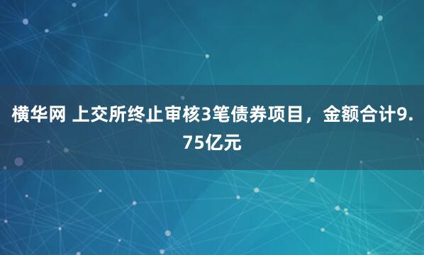 横华网 上交所终止审核3笔债券项目，金额合计9.75亿元